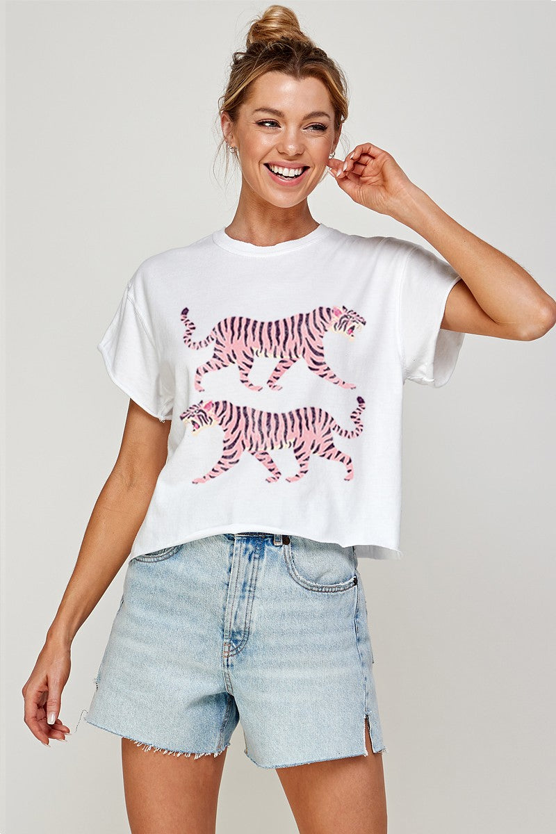TIGERS VINTAGE GRAPHIC CROP TOP