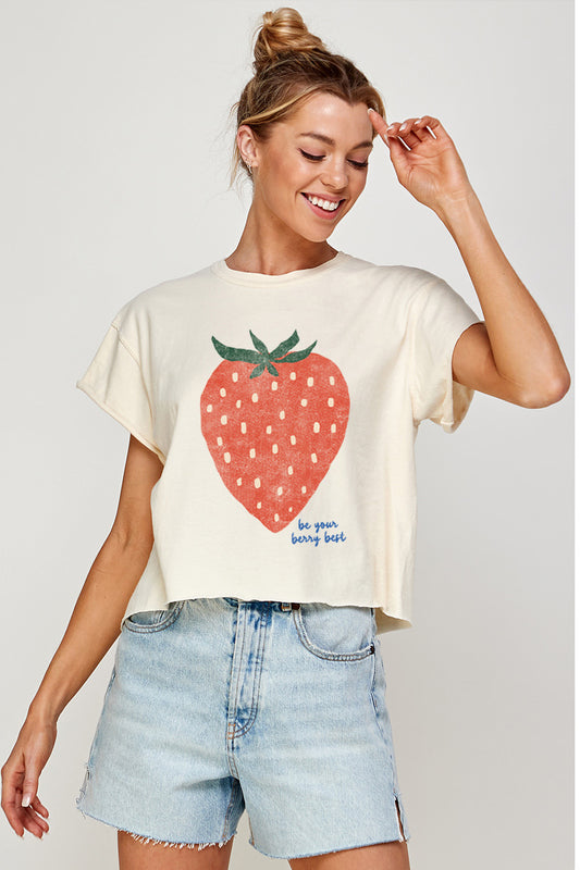 2866-CROP Be Your Berry Best Graphic Tee
