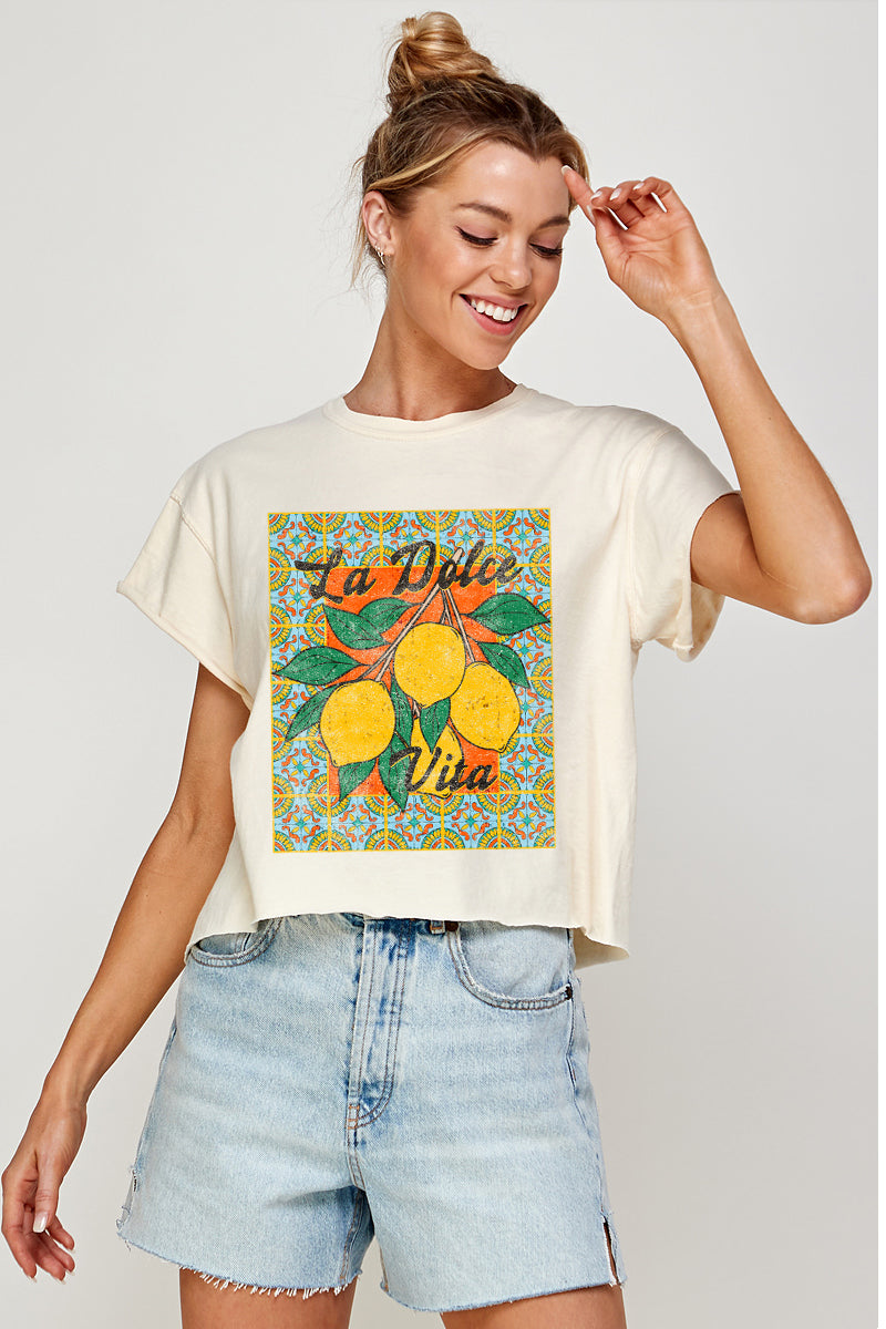 2669-CROP La Dolce Vita Graphic Tee