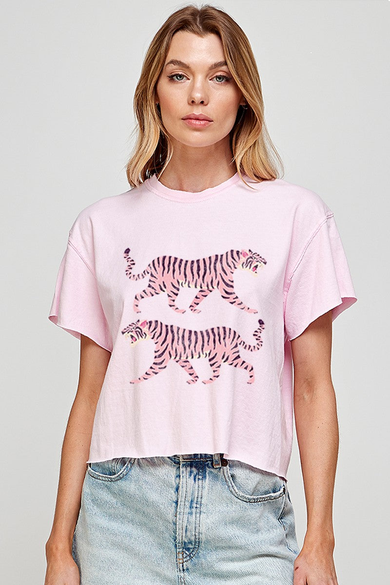 TIGERS VINTAGE GRAPHIC CROP TOP