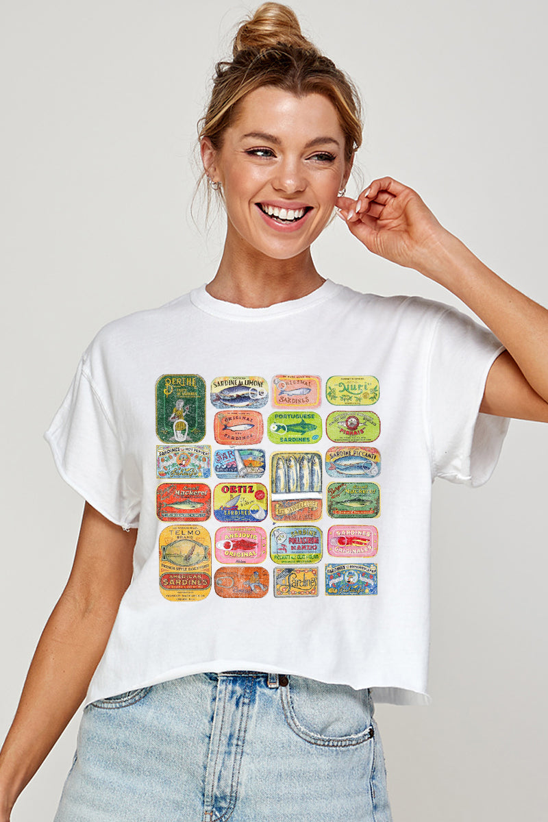 2872-CROPTOP Sardine Pop Art Graphic Tee