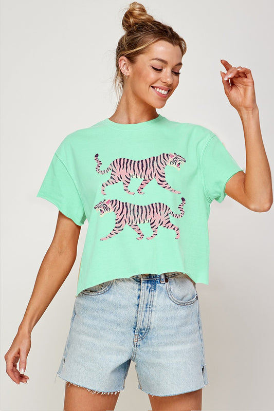 TIGERS  VINTAGE GRAPHIC CROP TOP