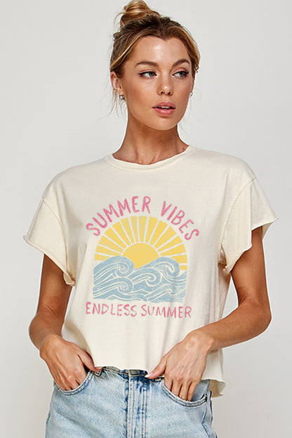 2858-CROP Summer Vibes Graphic Tee