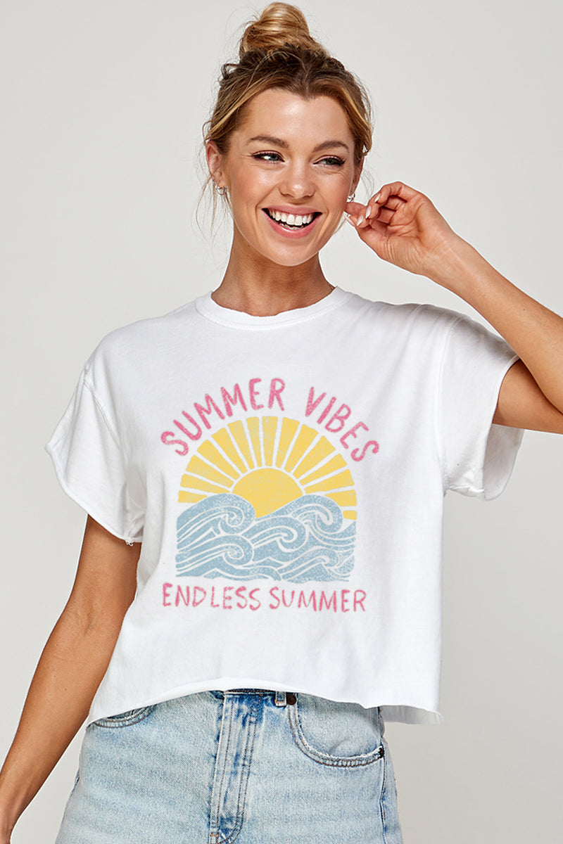 2858-CROP Summer Vibes Graphic Tee