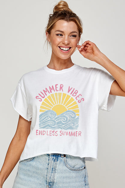 2858-CROP Summer Vibes Graphic Tee
