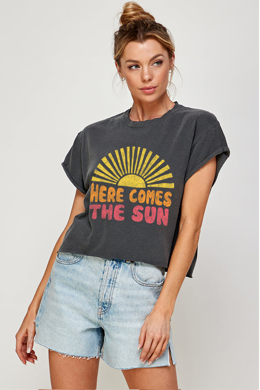 1686-CROP Here Comes The Sun Graphic Tee
